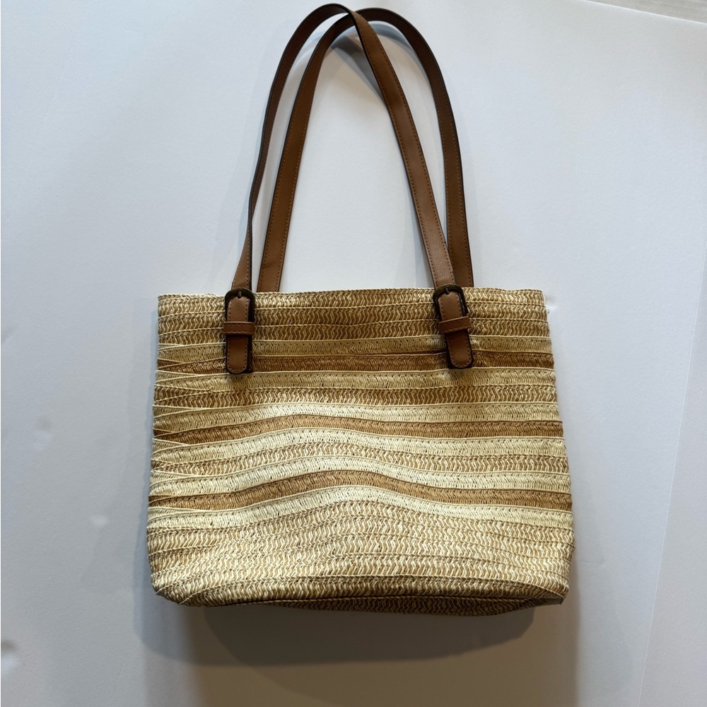 Sonoma Tan and Brown Striped Tote Bag